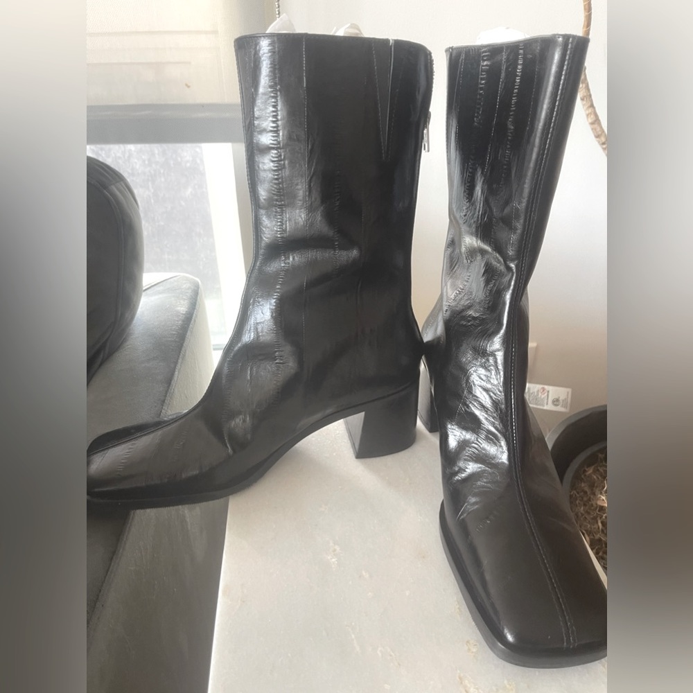 Miista Melba Textured Black Ankle Boots (41)